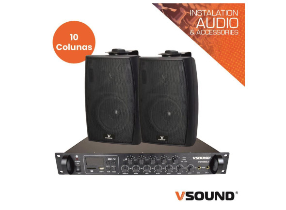 VSOUND Sistema de Sonorização 160W 220V 100V 120m2 VSOUND Sistema de Sonorização 160W 220V 100V 120m2